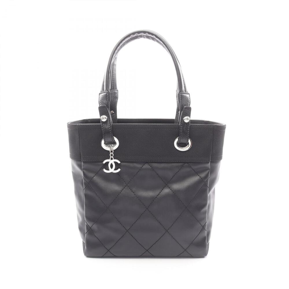 Chanel Paris Biarritz Tote Bag Canvas Leather Black